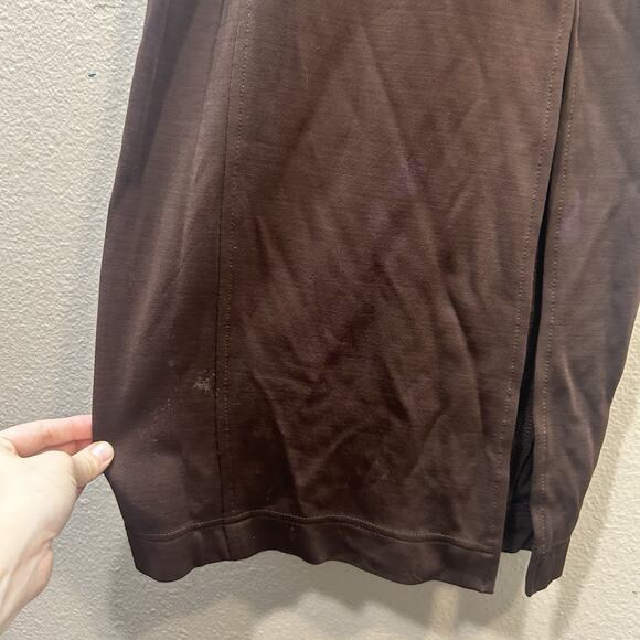 Vtg Tadashi Shoji Brown Long Mesh Sheer Sleeves Dress Formal Evening Gown SZ L - Picture 4 of 16